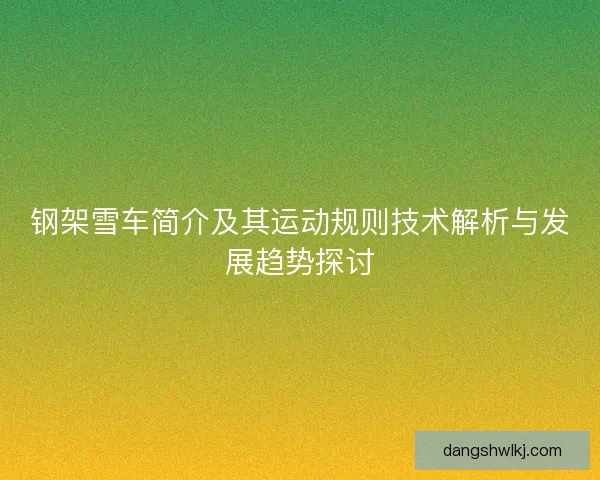 钢架雪车简介及其运动规则技术解析与发展趋势探讨