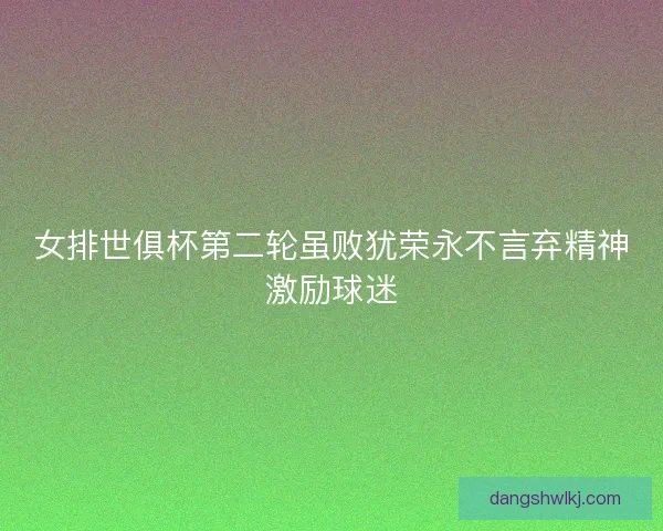 女排世俱杯第二轮虽败犹荣永不言弃精神激励球迷