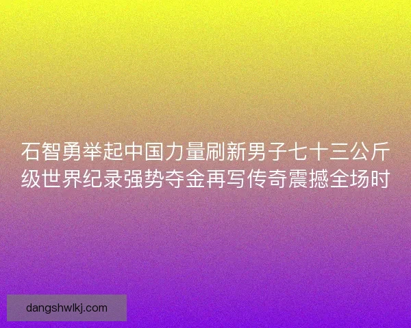 石智勇举起中国力量刷新男子七十三公斤级世界纪录强势夺金再写传奇震撼全场时
