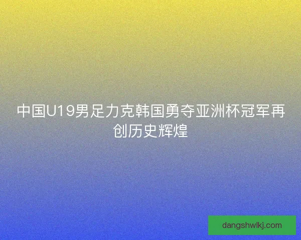 中国U19男足力克韩国勇夺亚洲杯冠军再创历史辉煌