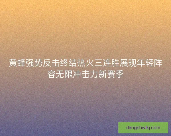 黄蜂强势反击终结热火三连胜展现年轻阵容无限冲击力新赛季 黄蜂强势反击终结热火三连胜展现年轻阵容无限冲击力新赛季